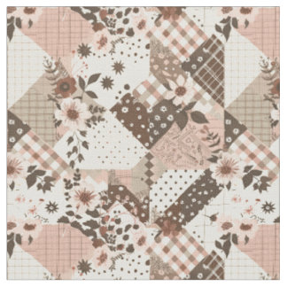 Ouderwetse bruine roze cottagecore boerderijquilt stof