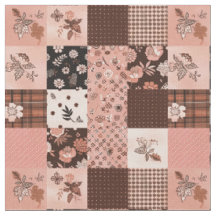 Ouderwetse bruine roze cottagecore boerderijquilt
