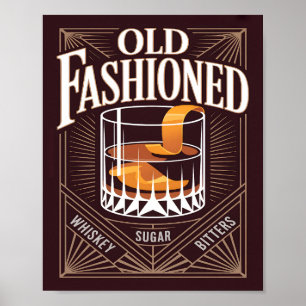 Ouderwetse Cocktail Art Deco Vintage Bar Poster