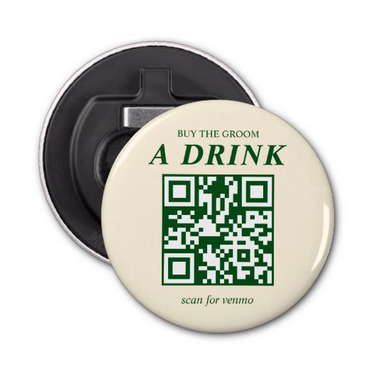 Ouderwetse Cocktail Bachelor Koop Groom Een Drink Button Flesopener (Voorkant)