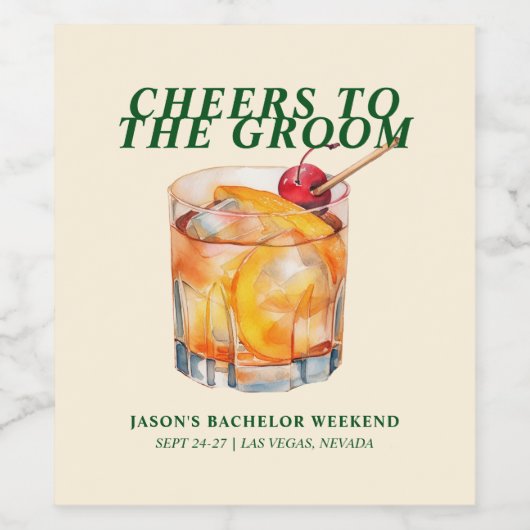 Ouderwetse cocktail vrijgezellenweekend wijn etiket (Enkel label)