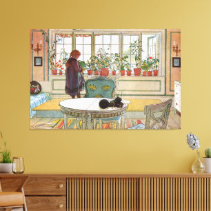 Ouderwetse Cottagecore Botanische Ramen Bloemen Canvas Afdruk