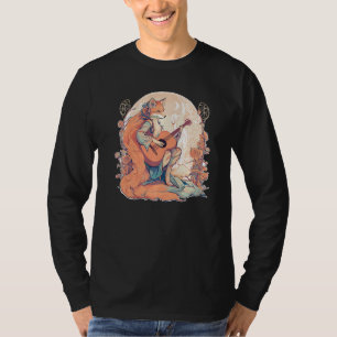 Ouderwetse cottagecore vos die akoestische gitaar t-shirt