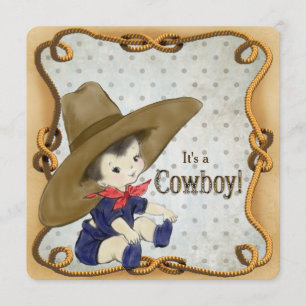Ouderwetse Cowboy Baby Shower Kaart