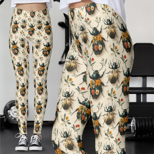 Ouderwetse Crème Bloemenkever Exemplaar Leggings