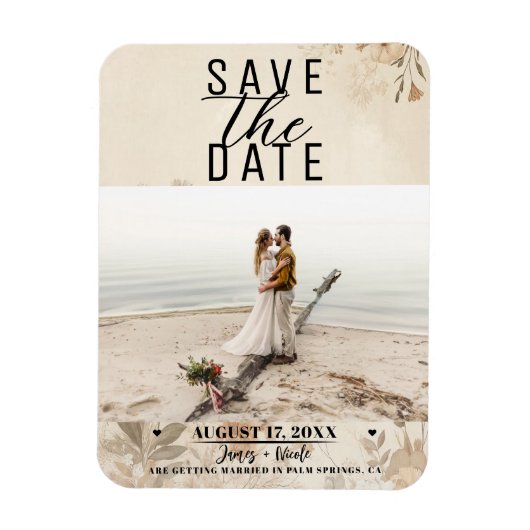 Ouderwetse Delicate Bloem Botanische Boho Bruiloft Magneet (Verticaal)