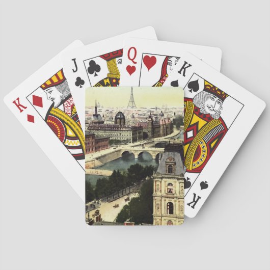 Ouderwetse Eiffeltoren scène in Parijs Speelkaarten (Achterkant)