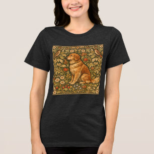 Ouderwetse elegante goudkleurige retriever boho-sc Tri-Blend shirt