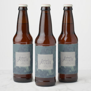 Ouderwetse Elegante Rustieke Turquoise Bloemige Br Bier Etiket