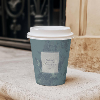 Ouderwetse Elegante Rustieke Turquoise Bloemige Br Papieren Bekers