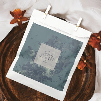 Ouderwetse Elegante Rustieke Turquoise Bloemrijke  Bedankzakje