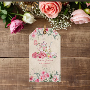 Ouderwetse Elegante Theepartij Bruidsdouche Uitnod Cadeaulabel