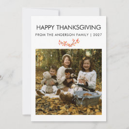 Ouderwetse Esdblad Thanksgiving Gezinsfoto Feestdagenkaart