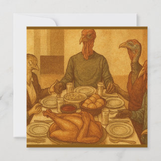 Ouderwetse familiefeest Thanksgiving-vakantiekaart Feestdagenkaart
