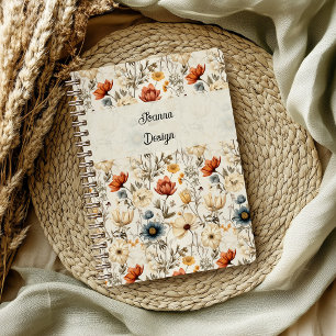 Ouderwetse gedroogde wilde bloem Navy Terracotta Notitieboek