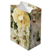 Ouderwetse gele roze en witte rozen medium cadeauzakje (Voorkant Gekanteld)