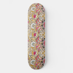 Ouderwetse gele roze William Morris's Corncockle Skateboard
