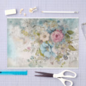 Ouderwetse gemengde media blauwe, roze, witte bloe tissuepapier (Craft)
