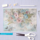 Ouderwetse gemengde techniek blauwe, roze, witte b tissuepapier (Craft)