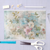 Ouderwetse gemengde techniek blauwe, roze, witte b tissuepapier (Craft)