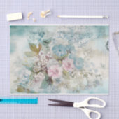 Ouderwetse gemengde techniek blauwe, roze, witte b tissuepapier (Craft)