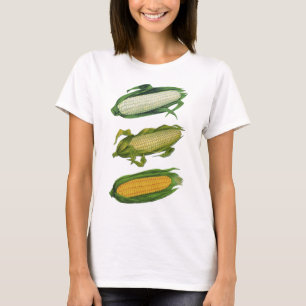 Ouderwetse Gezonde Groenten Voedsel, Verse Maïs op T-shirt