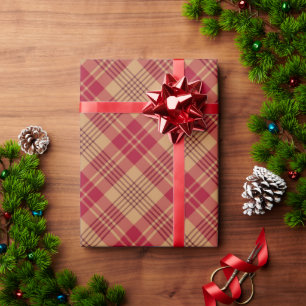 Ouderwetse gouden rode diagonale ruit landelijke b cadeaupapier