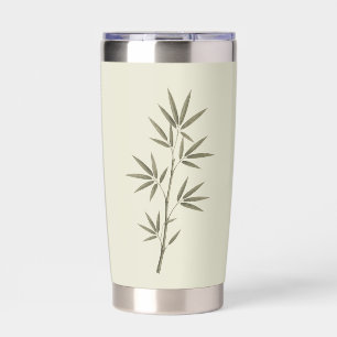 Ouderwetse groene bamboe bladeren geïsoleerde drinkbeker