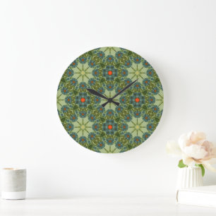 Ouderwetse groene print met blauwe bloemen grote klok