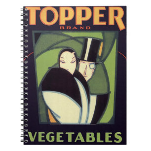 Ouderwetse groentetopperlabel, Art Deco-romance Notitieboek