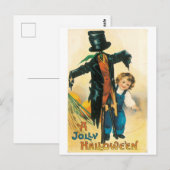 ouderwetse halloween, carecrow en kind briefkaart (Voorkant / Achterkant)