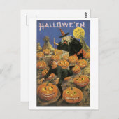 ouderwetse halloween, heks briefkaart (Voorkant / Achterkant)
