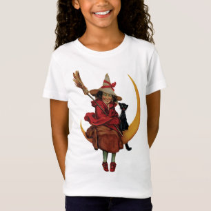 ouderwetse halloween, heks met zwarte kat t-shirt