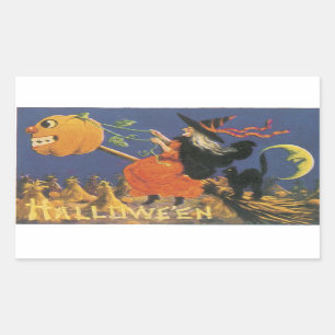 Ouderwetse Halloween heks Rechthoekige Sticker