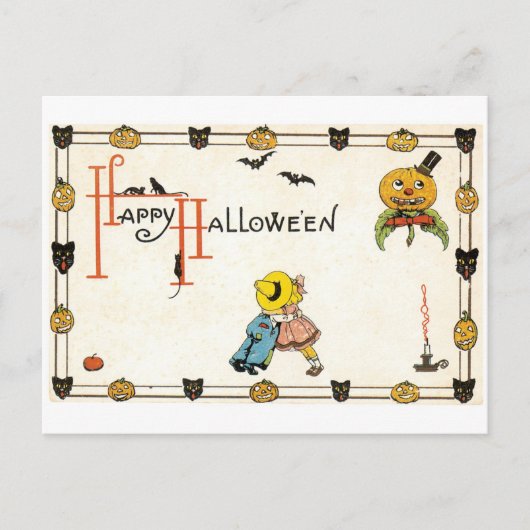 ouderwetse halloween, paar briefkaart (Voorkant)