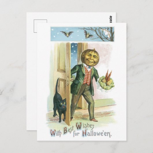 ouderwetse halloween, pompoenman briefkaart (Voorkant / Achterkant)