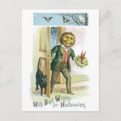 ouderwetse halloween, pompoenman briefkaart (Voorkant)