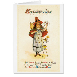 ouderwetse Halloween, witch girl met Owl