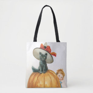 ouderwetse halloween, witkat tote bag