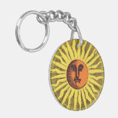 Ouderwetse Hemelse Gele Glimlachende Gelukkige Hip Sleutelhanger (Voorkant Links)