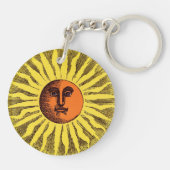 Ouderwetse Hemelse Gele Glimlachende Gelukkige Hip Sleutelhanger (Achterkant)