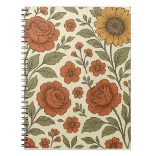 Ouderwetse herfst bloemenpatroon – Rustische botan Notitieboek