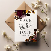 Ouderwetse herfst bloemige trouwkaart 'Save The Da Save The Date