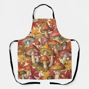 Ouderwetse herfst paddestoel bos botanisch patroon schort