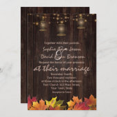 Ouderwetse herfstbladeren oude lantaarns houten br kaart (Voorkant / Achterkant)