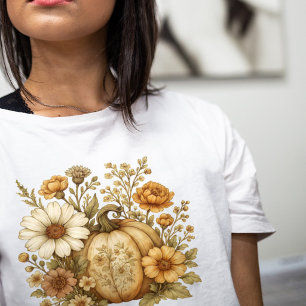 Ouderwetse herfststemming bloemige pompoenliefhebb Tri-Blend shirt