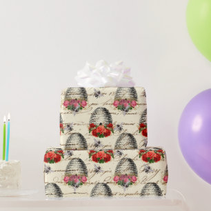 Ouderwetse honingbijpatroon  cadeaupapier