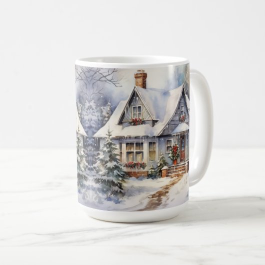 ouderwetse huis kerststal Mok (Voorkant rechts)