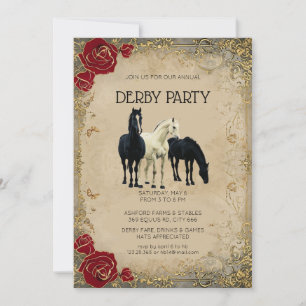 Ouderwetse Kentucky Derby-feestuitnodiging Paarden Kaart