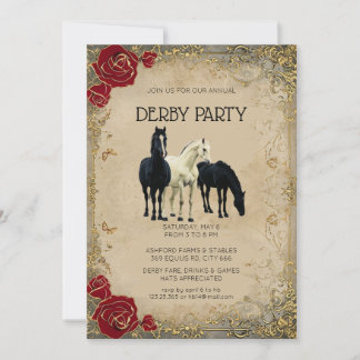 Ouderwetse Kentucky Derby-feestuitnodiging Paarden Kaart
